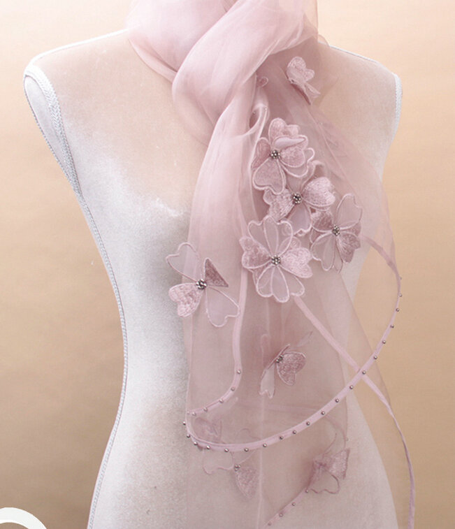 Pretty Floral Lace Scarf Shawls Women Winter Warm Silk Panties 180*70CM - Purple