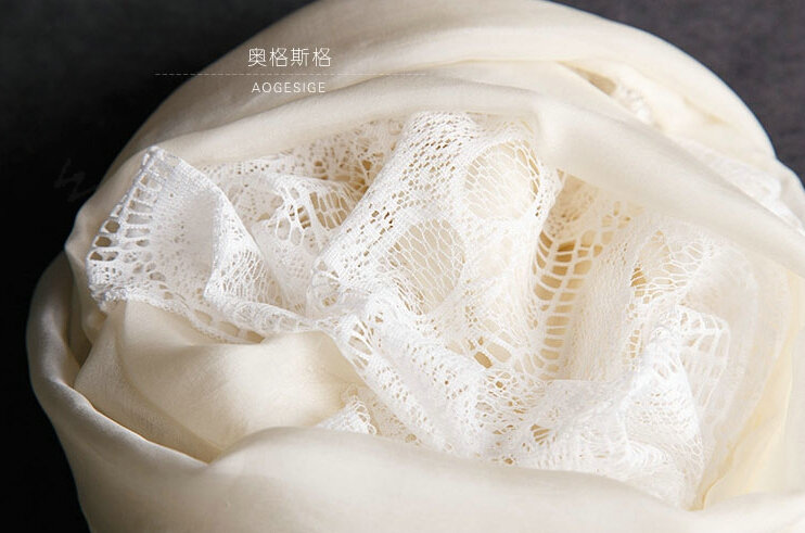 Pretty Skull Lace Scarf Shawls Women Winter Warm Silk Panties 195*90CM - Beige