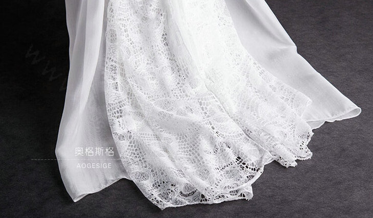 Pretty Skull Lace Scarf Shawls Women Winter Warm Silk Panties 195*90CM - White