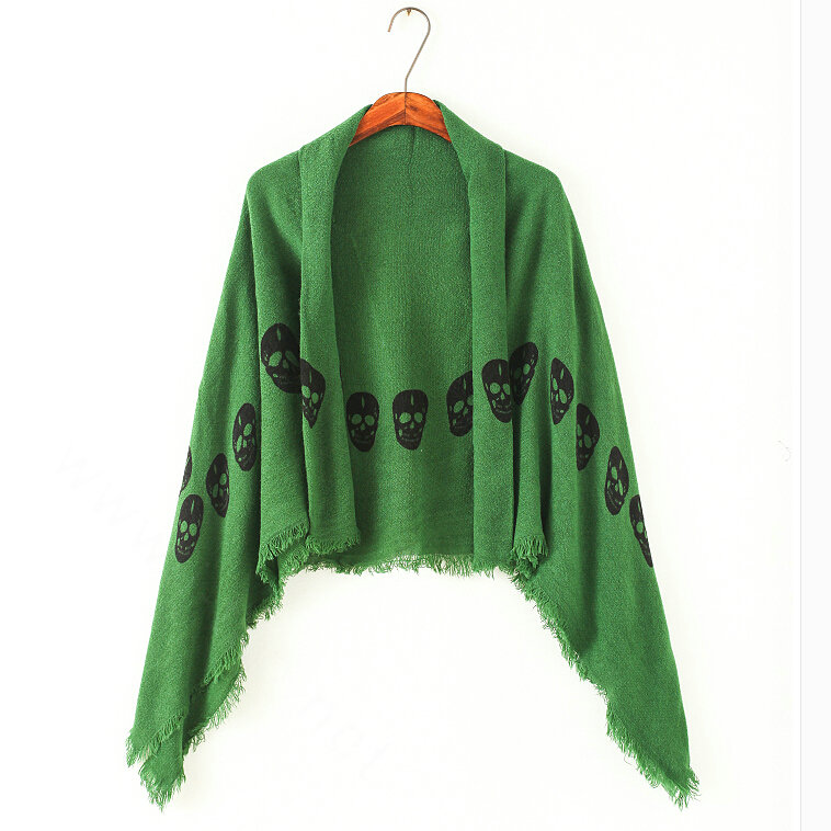 Pretty Skull Scarves Wrap Women Winter Warm Cashmere 140*140CM - Green