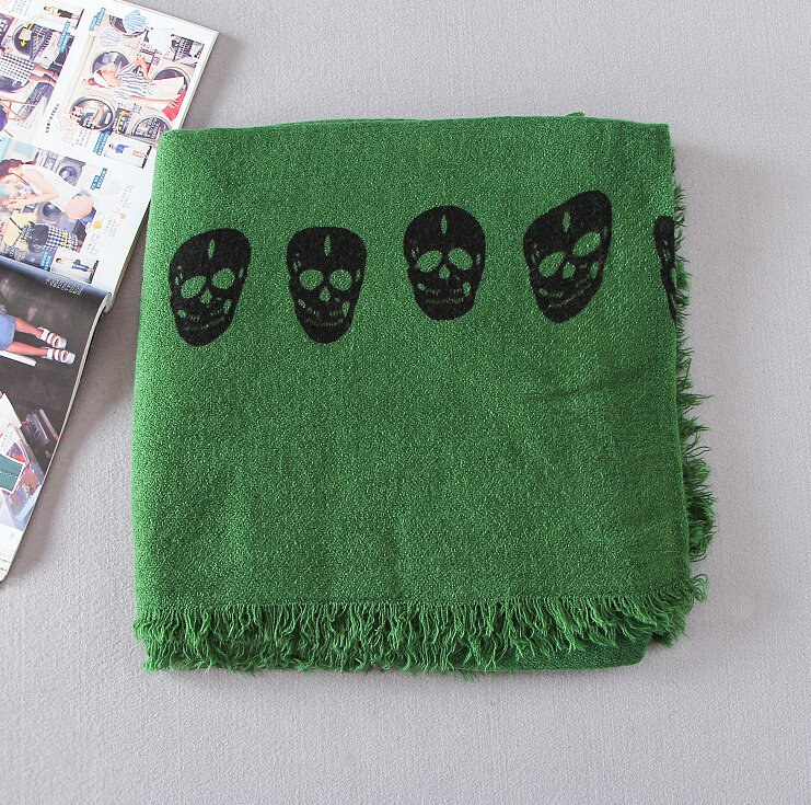 Pretty Skull Scarves Wrap Women Winter Warm Cashmere 140*140CM - Green