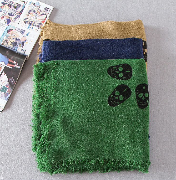 Pretty Skull Scarves Wrap Women Winter Warm Cashmere 140*140CM - Green