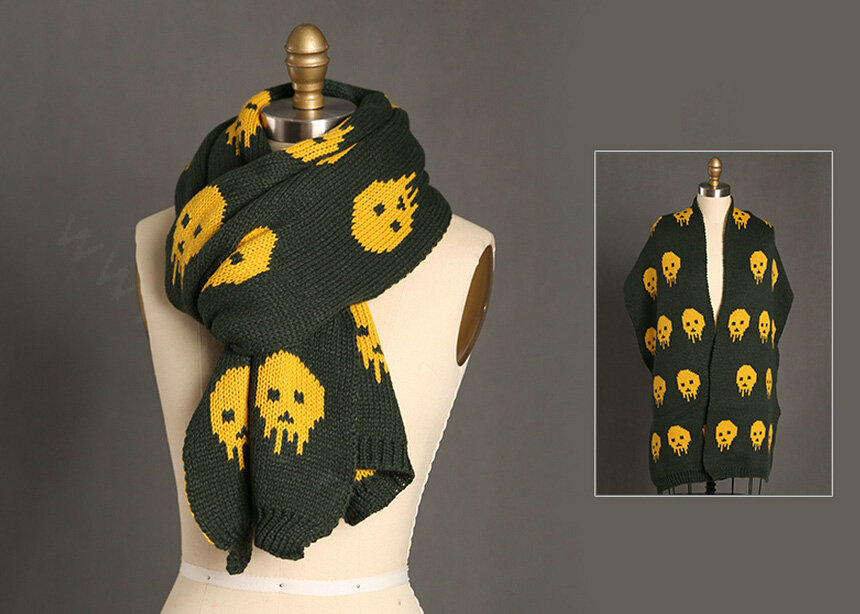 Pretty Skull Scarves Wrap Women Winter Warm Cashmere Panties 180*30CM - Army Green