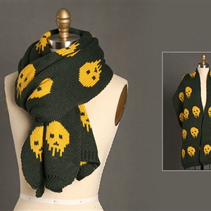 Pretty Skull Scarves Wrap Women Winter Warm Cashmere Panties 180*30CM - Army Green