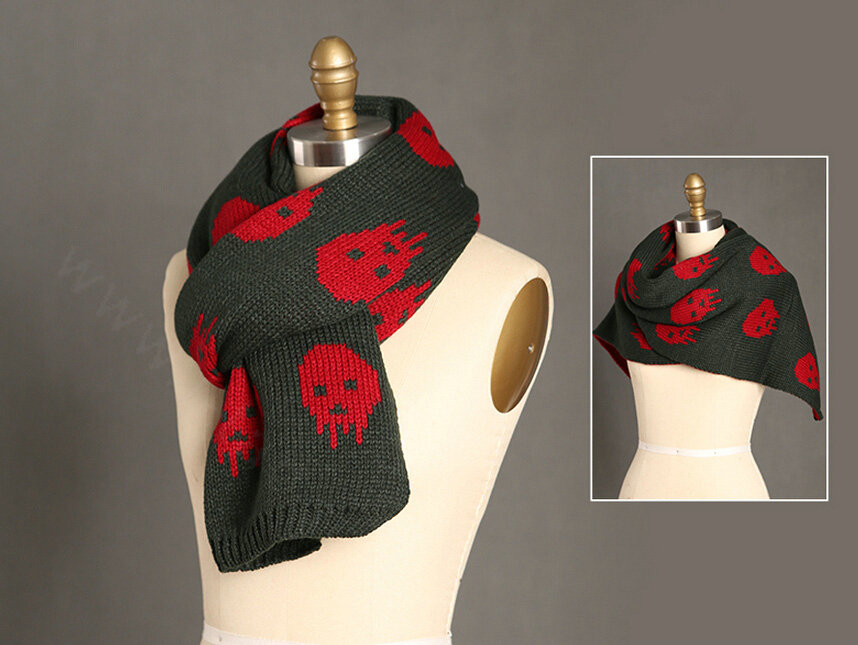 Pretty Skull Scarves Wrap Women Winter Warm Cashmere Panties 180*30CM - Blackish Green