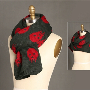Pretty Skull Scarves Wrap Women Winter Warm Cashmere Panties 180*30CM - Blackish Green
