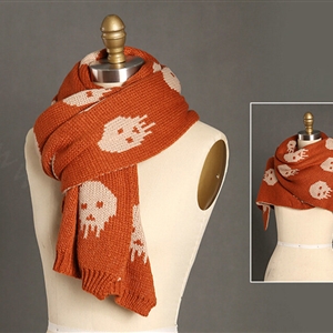 Pretty Skull Scarves Wrap Women Winter Warm Cashmere Panties 180*30CM - Coffee