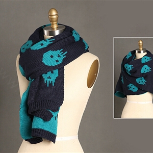 Pretty Skull Scarves Wrap Women Winter Warm Cashmere Panties 180*30CM - Navy