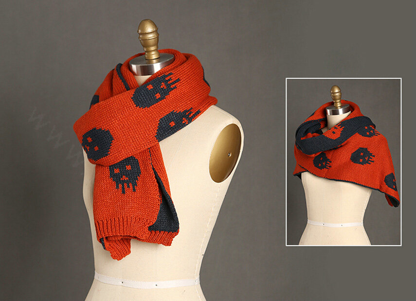 Pretty Skull Scarves Wrap Women Winter Warm Cashmere Panties 180*30CM - Orange