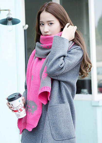 Pretty Skull Scarves Wrap Women Winter Warm Cashmere Panties 180*30CM - Pink