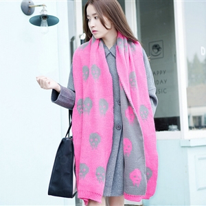 Pretty Skull Scarves Wrap Women Winter Warm Cashmere Panties 180*30CM - Pink