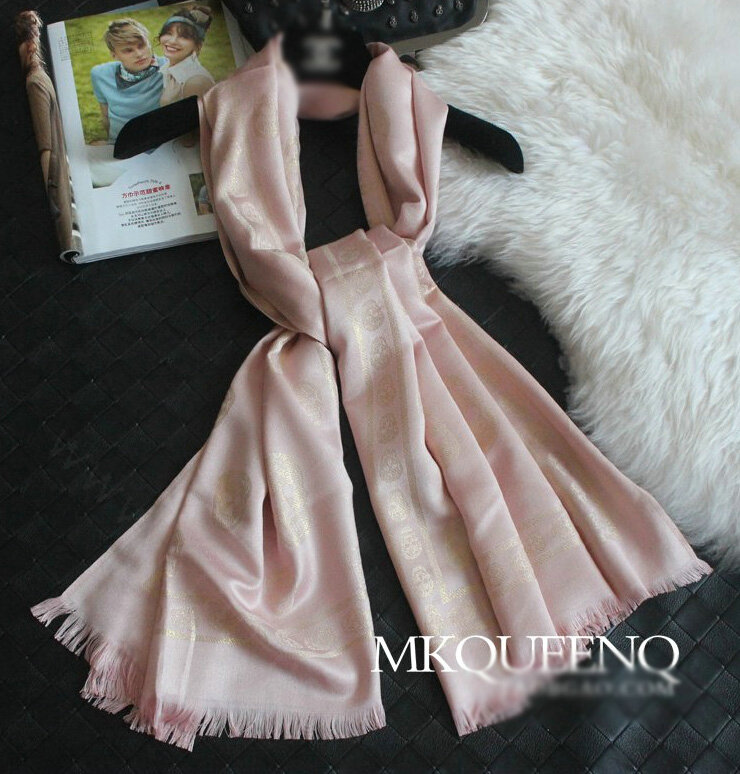Pretty Skull Scarves Wrap Women Winter Warm Cashmere Panties 180*65CM - Pink