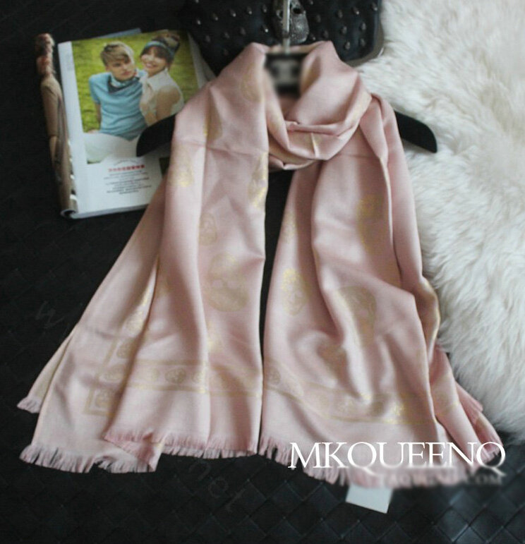 Pretty Skull Scarves Wrap Women Winter Warm Cashmere Panties 180*65CM - Pink