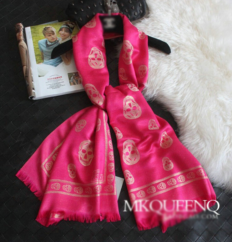 Pretty Skull Scarves Wrap Women Winter Warm Cashmere Panties 180*65CM - Rose