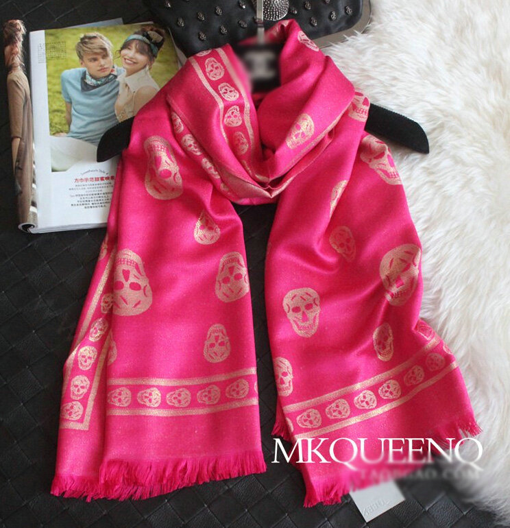 Pretty Skull Scarves Wrap Women Winter Warm Cashmere Panties 180*65CM - Rose