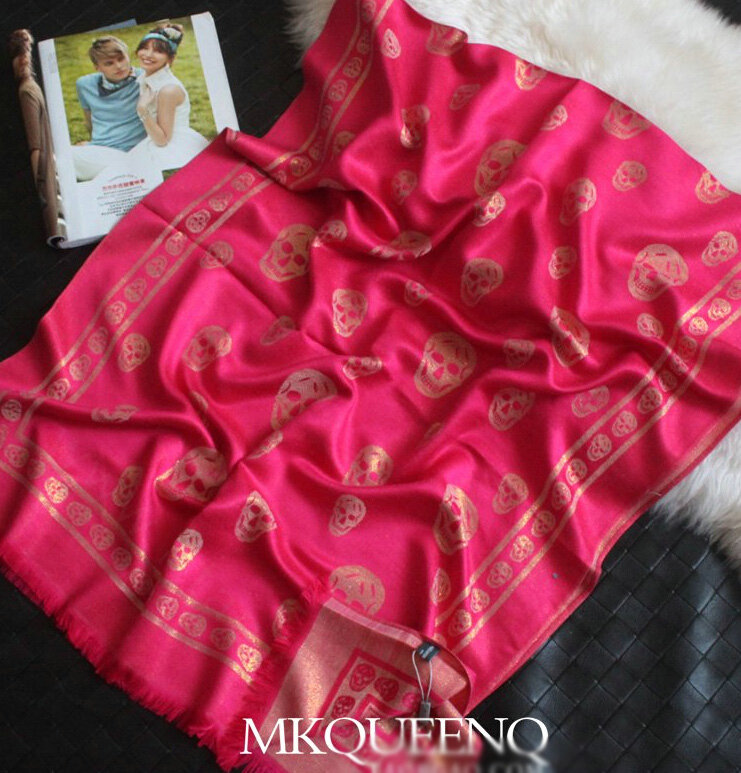 Pretty Skull Scarves Wrap Women Winter Warm Cashmere Panties 180*65CM - Rose