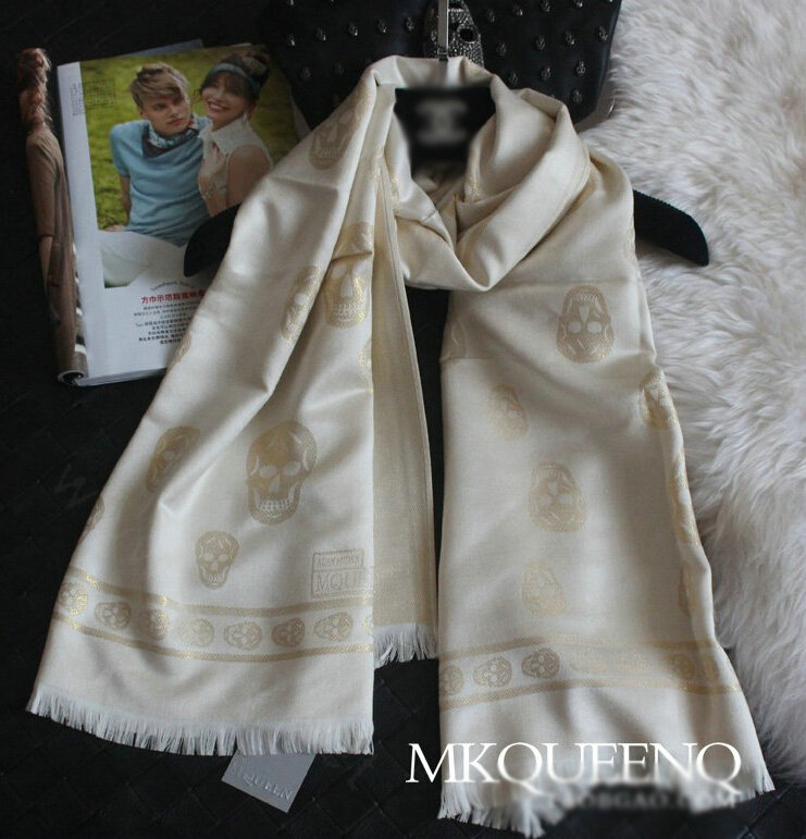 Pretty Skull Scarves Wrap Women Winter Warm Cashmere Panties 180*65CM - White