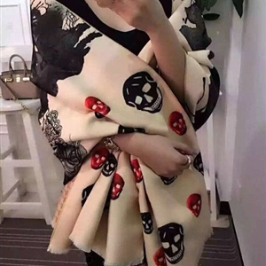 Pretty Skull Scarves Wrap Women Winter Warm Cashmere Panties 185*65CM - Beige