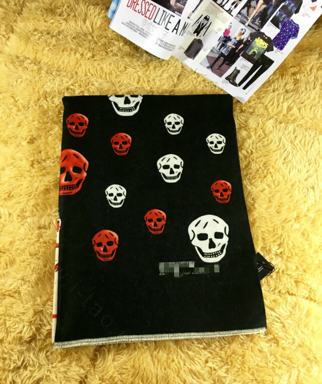 Pretty Skull Scarves Wrap Women Winter Warm Cashmere Panties 185*65CM - Black