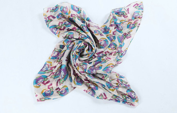 Pretty Skull Sheer Scarf Shawls Women Winter Warm Silk Panties 190*135CM - Colorful