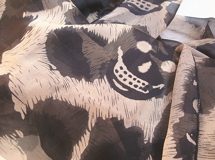 Pretty Skull Sheer Scarf Shawls Women Winter Warm Silk Panties 200*65CM - Brown