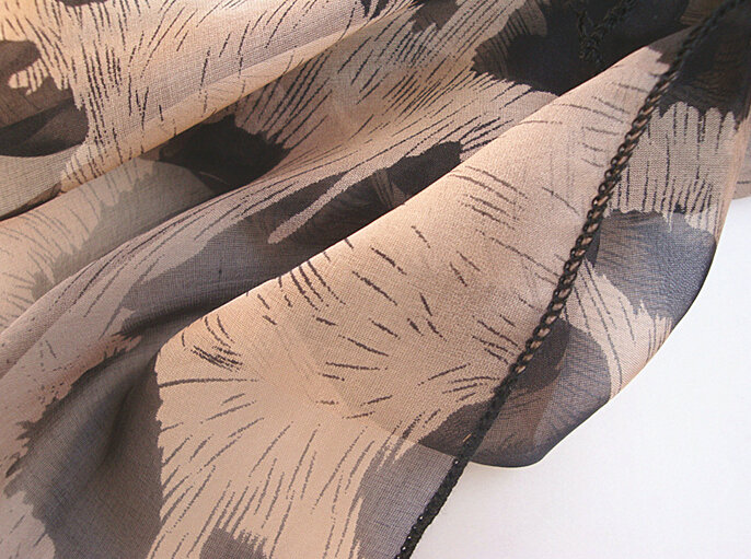 Pretty Skull Sheer Scarf Shawls Women Winter Warm Silk Panties 200*65CM - Brown