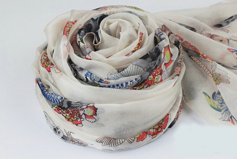 Pretty Skull Sheer Scarf Shawls Women Winter Warm Silk Panties 200*65CM - White