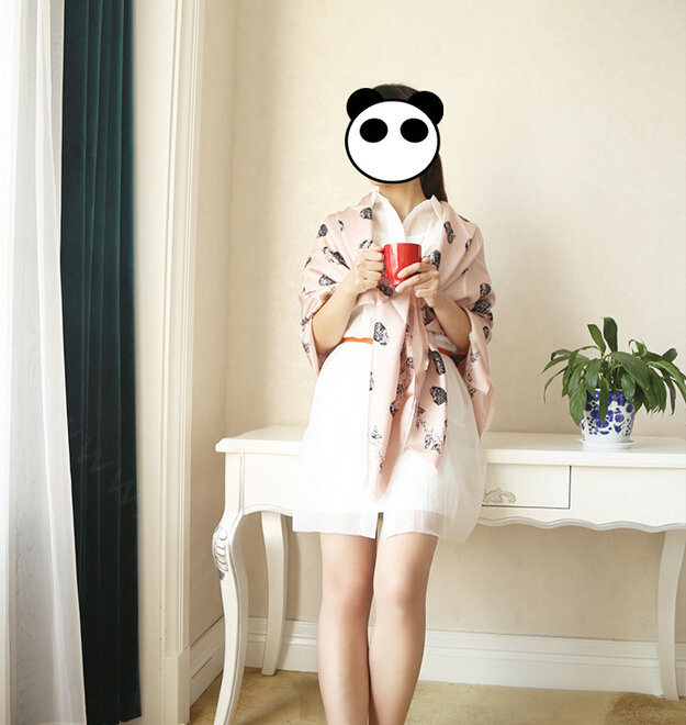Quality Pretty Skull Scarves Wrap Women Winter Warm Silk 140*140CM - Pink