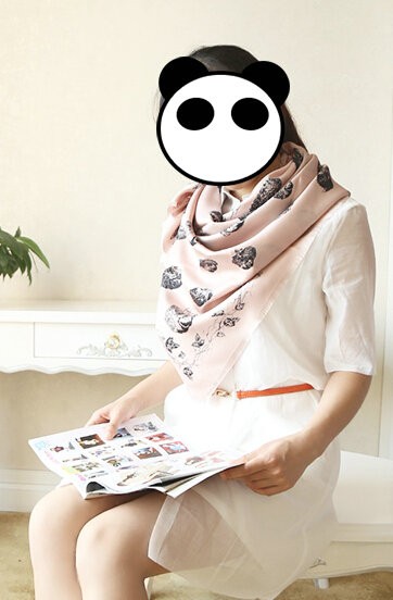 Quality Pretty Skull Scarves Wrap Women Winter Warm Silk 140*140CM - Pink