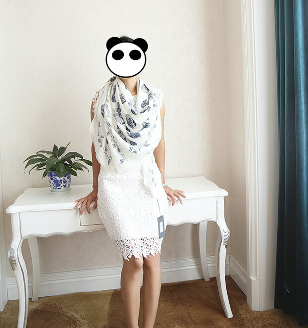 Quality Pretty Skull Scarves Wrap Women Winter Warm Silk 140*140CM - White