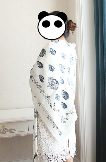 Quality Pretty Skull Scarves Wrap Women Winter Warm Silk 140*140CM - White