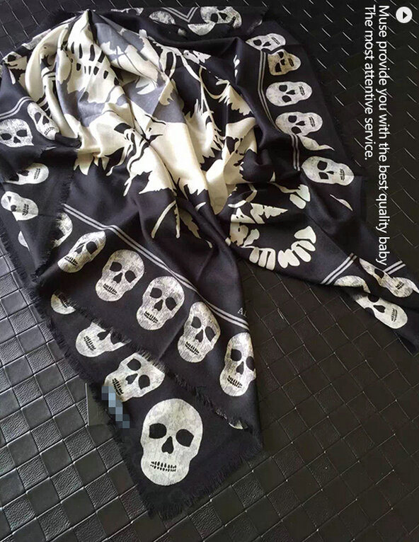 Quality Skull Scarves Wrap Women Winter Warm Cashmere 140*140CM - Black