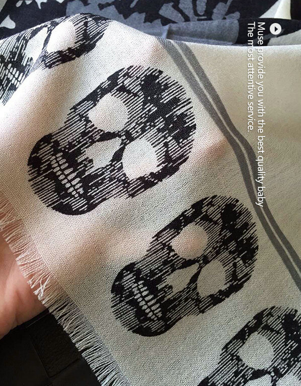 Quality Skull Scarves Wrap Women Winter Warm Cashmere 140*140CM - Black