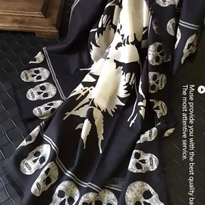 Quality Skull Scarves Wrap Women Winter Warm Cashmere 140*140CM - Black