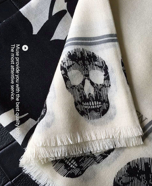 Quality Skull Scarves Wrap Women Winter Warm Cashmere 140*140CM - White
