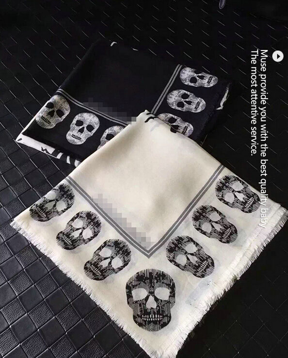 Quality Skull Scarves Wrap Women Winter Warm Cashmere 140*140CM - White