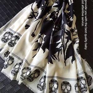 Quality Skull Scarves Wrap Women Winter Warm Cashmere 140*140CM - White