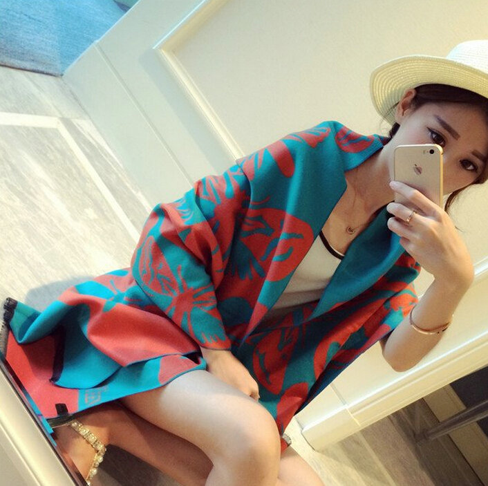 Quality Skull Scarves Wrap Women Winter Warm Cashmere Panties 190*68CM - Orange