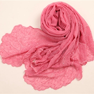 Ruffle Embroidered Beaded Scarves Wrap Women Winter Warm Silk Panties 160*50CM - Dark Pink