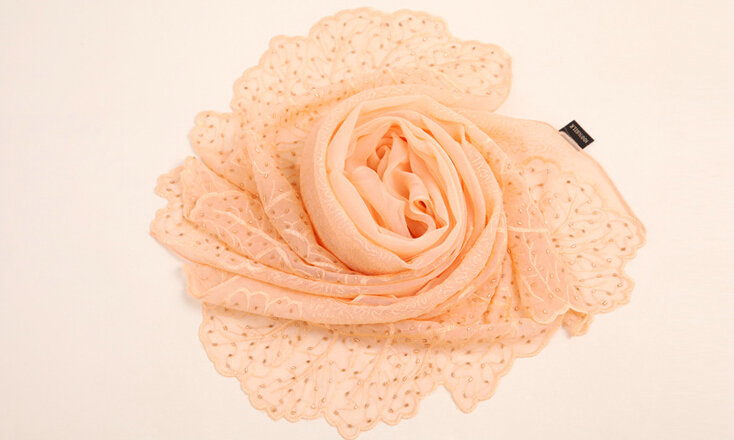 Ruffle Embroidered Beaded Scarves Wrap Women Winter Warm Silk Panties 160*50CM - Orange