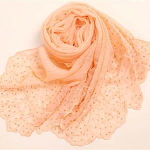 Ruffle Embroidered Beaded Scarves Wrap Women Winter Warm Silk Panties 160*50CM - Orange