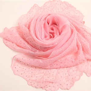 Ruffle Embroidered Beaded Scarves Wrap Women Winter Warm Silk Panties 160*50CM - Pink