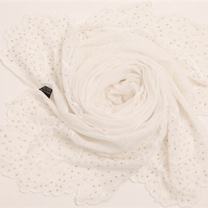 Ruffle Embroidered Beaded Scarves Wrap Women Winter Warm Silk Panties 160*50CM - White