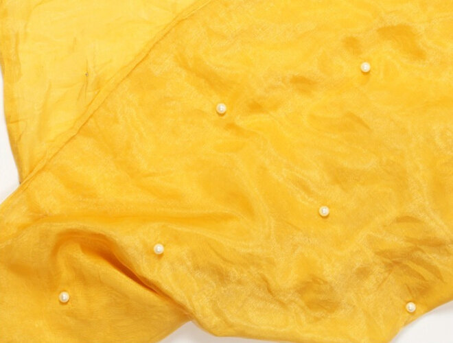 Unique Beaded Scarves Wrap Women Winter Warm Possible Yarn Panties 195*63CM - Yellow