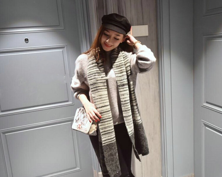 Unique Fringe Scarves Wrap Women Winter Warm Cashmere Panties 195*35CM - Black