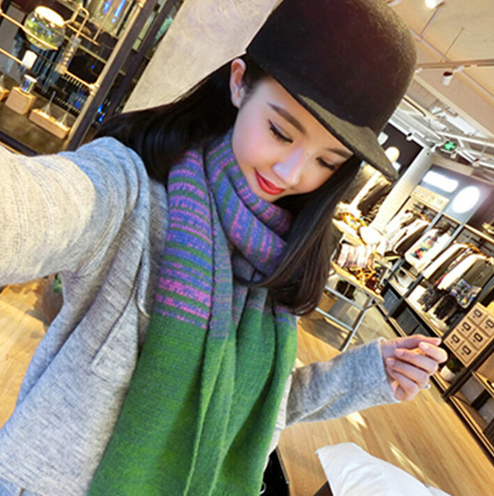 Unique Fringe Scarves Wrap Women Winter Warm Cashmere Panties 195*35CM - Green