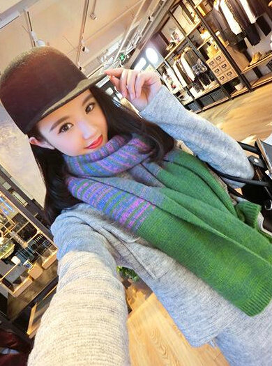 Unique Fringe Scarves Wrap Women Winter Warm Cashmere Panties 195*35CM - Green