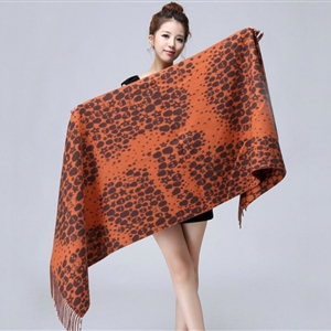 Unique Fringed Skull Scarf Shawls Women Winter Warm Wool Panties 200*65CM - Orange