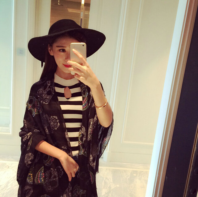 Unique Skull Scarf Scarves For Women Winter Warm Cotton Panties 190*110CM - Black