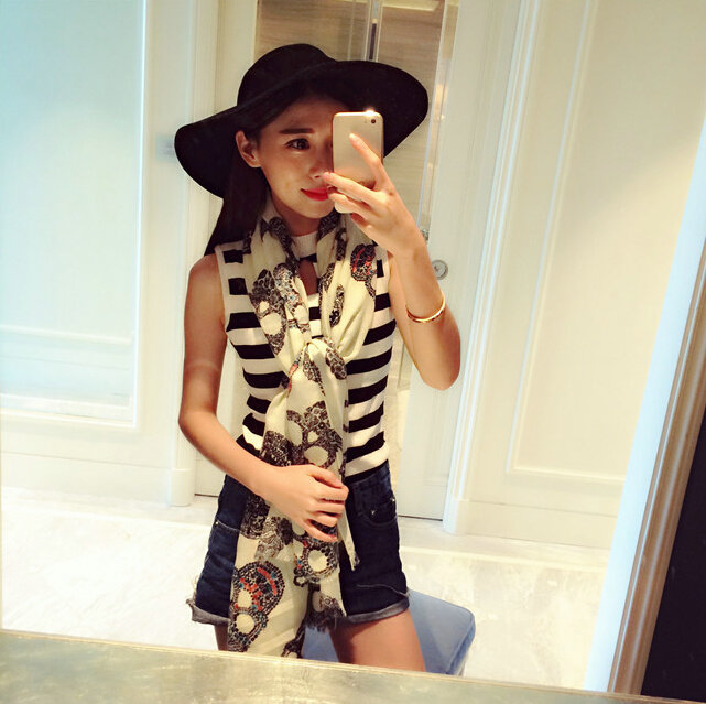Unique Skull Scarf Scarves For Women Winter Warm Cotton Panties 190*110CM - White